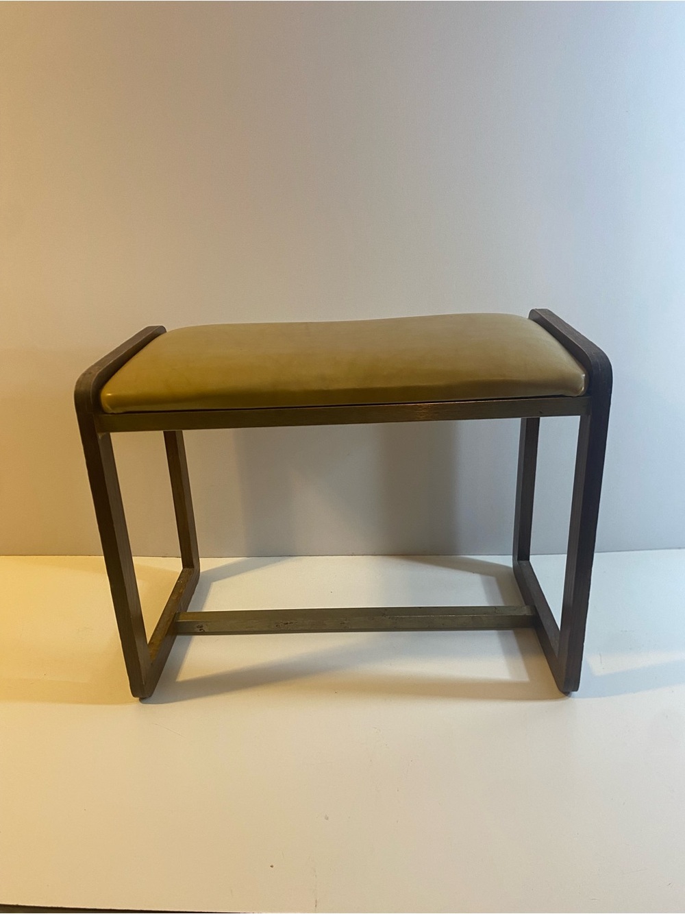 Vintage Modern Crafts Company Wood Metal Vinyl Vanity Stool 16.5”x21.5”